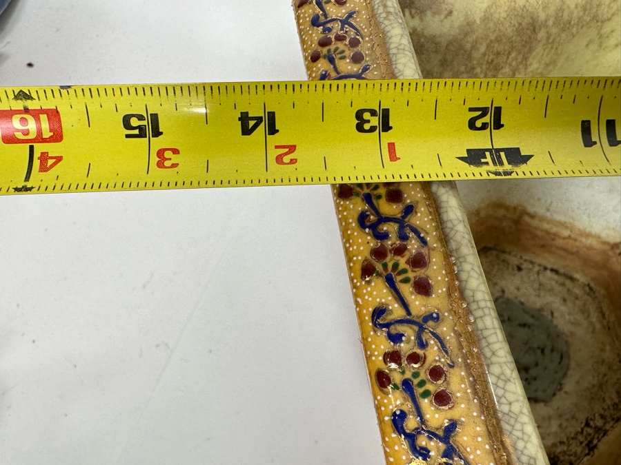 Pair Of Japanese Hand Painted Flower Pots 13.5W And 8W [Photo 17]