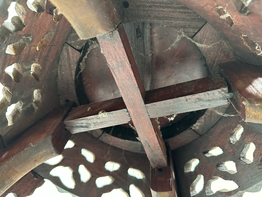 Vintage Chinese Carved Wooden Marble Top Fern Stand Side Table 36H [Photo 13]