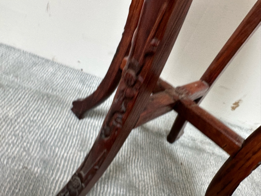 Vintage Chinese Carved Wooden Marble Top Fern Stand Side Table 36H [Photo 17]