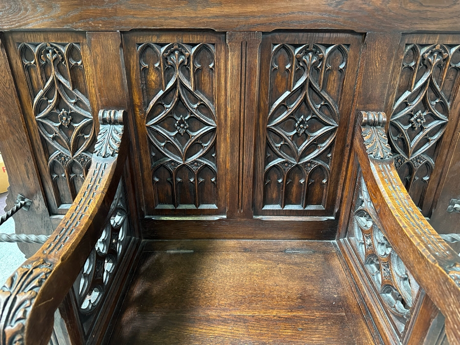 Stunning Antique Gothic Hall Tree 2-Piece Top May Be Removed 50W X 20D X 106H (81 H Without Top) [Photo 12]