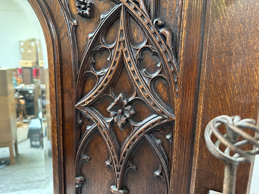 Stunning Antique Gothic Hall Tree 2-Piece Top May Be Removed 50W X 20D X 106H (81 H Without Top) [Photo 10]