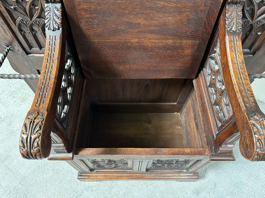 Stunning Antique Gothic Hall Tree 2-Piece Top May Be Removed 50W X 20D X 106H (81 H Without Top) [Photo 17]