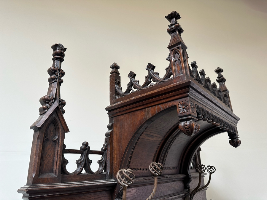 Stunning Antique Gothic Hall Tree 2-Piece Top May Be Removed 50W X 20D X 106H (81 H Without Top) [Photo 21]