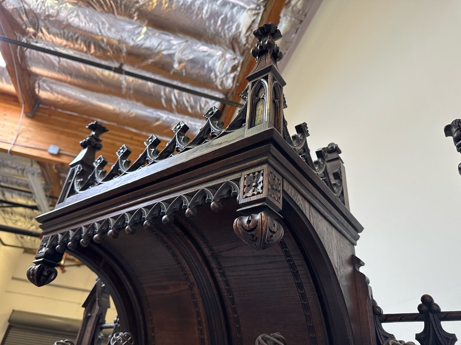 Stunning Antique Gothic Hall Tree 2-Piece Top May Be Removed 50W X 20D X 106H (81 H Without Top) [Photo 8]