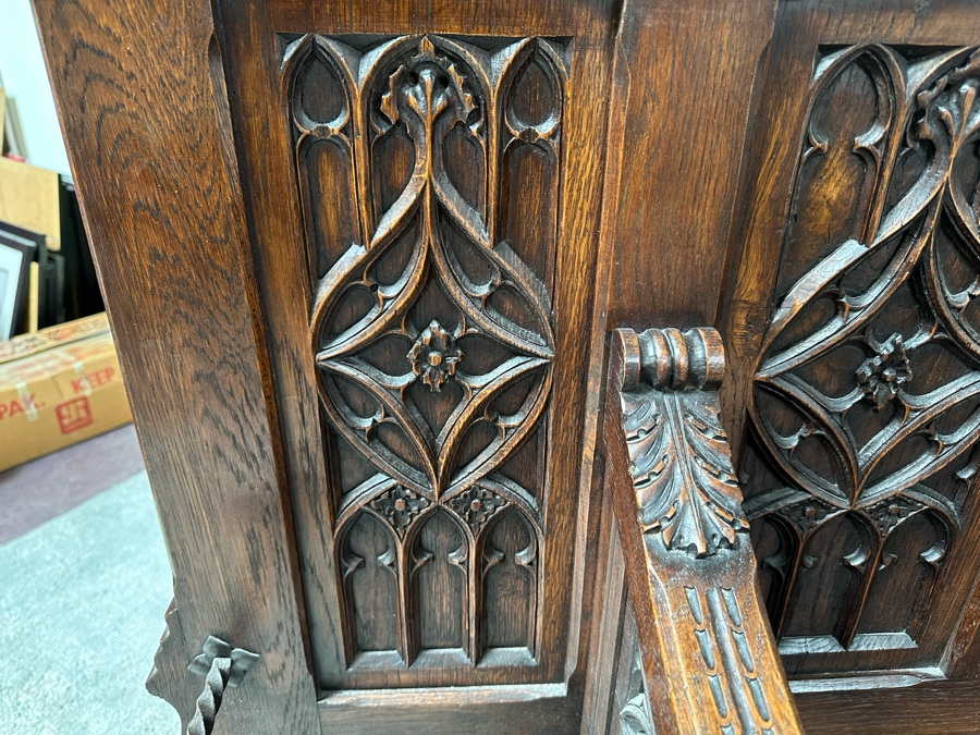 Stunning Antique Gothic Hall Tree 2-Piece Top May Be Removed 50W X 20D X 106H (81 H Without Top) [Photo 15]