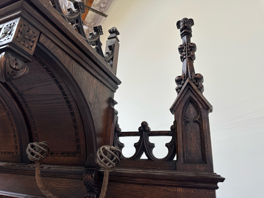 Stunning Antique Gothic Hall Tree 2-Piece Top May Be Removed 50W X 20D X 106H (81 H Without Top) [Photo 9]