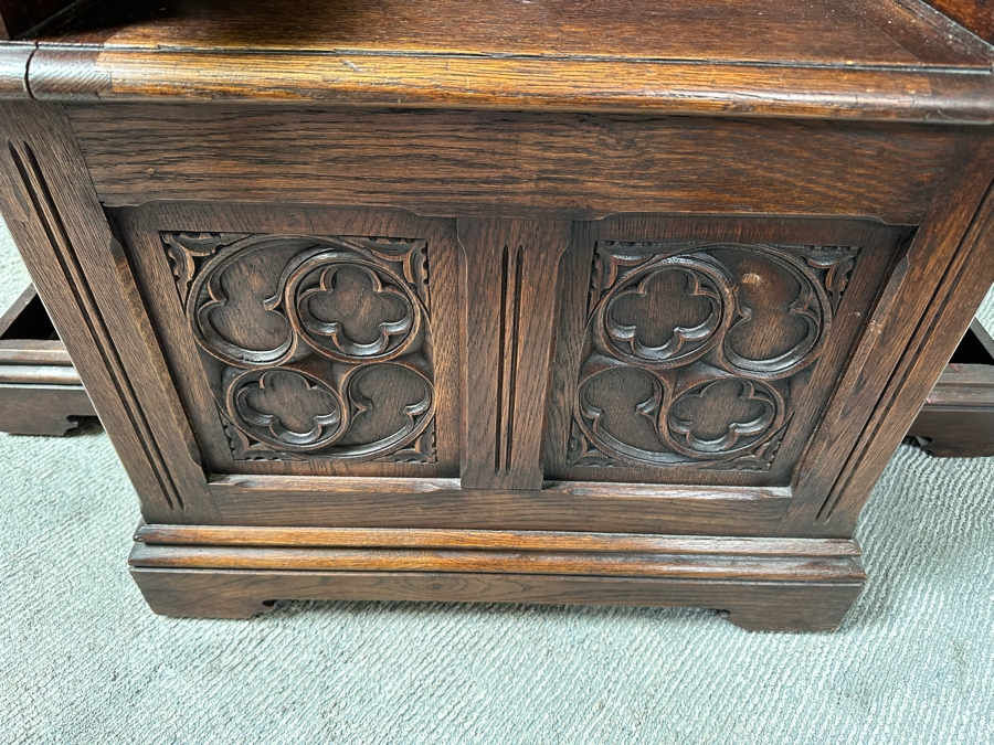 Stunning Antique Gothic Hall Tree 2-Piece Top May Be Removed 50W X 20D X 106H (81 H Without Top) [Photo 14]