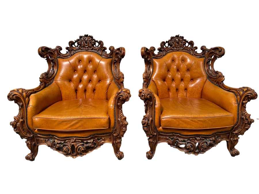 Pair Of Baroque Rococo Armchairs 39W X 32D X 41.5H
