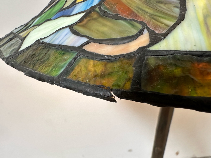 Large Stained Glass Floor Lamp With Bronze Tree Root Lamp Base 26W X 63H [Photo 9]