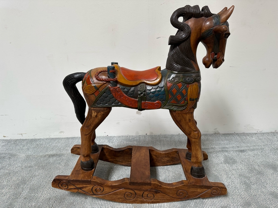 Carved Wooden Rocking Horse 32W X 12D X 35H [Photo 3]