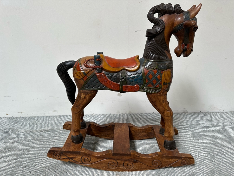 Carved Wooden Rocking Horse 32W X 12D X 35H [Photo 2]
