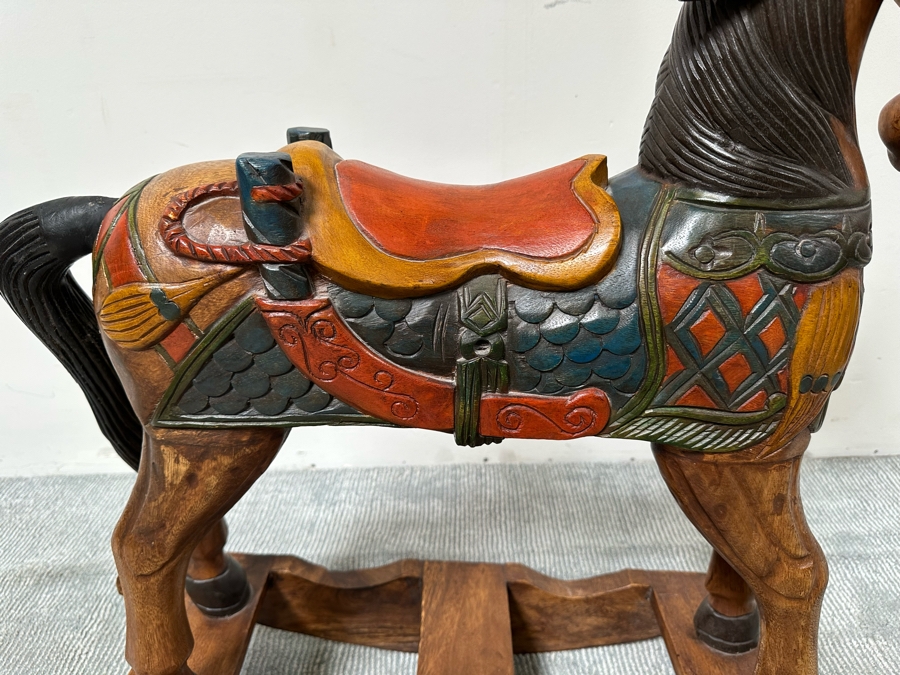 Carved Wooden Rocking Horse 32W X 12D X 35H [Photo 5]