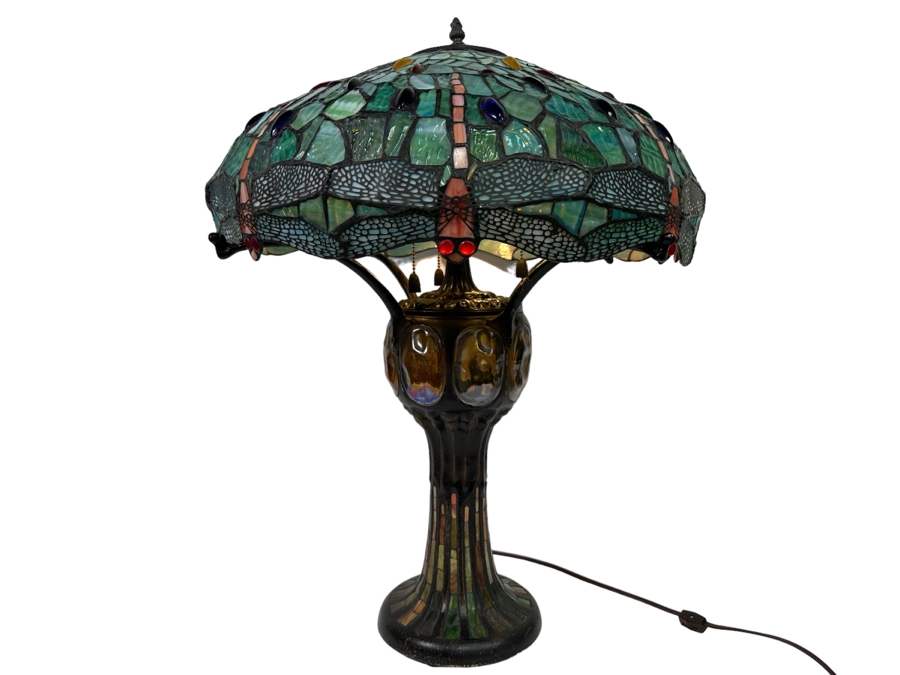 Tiffany Style Dragonfly Table Lamp 21W X 30H