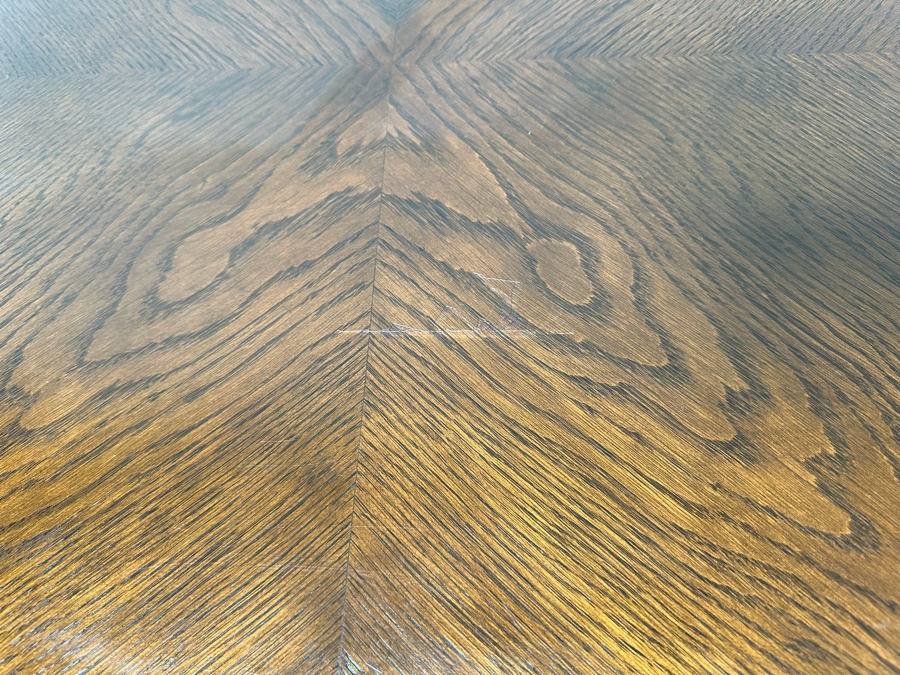 Stunning Antique Carved Tiger Oak Wooden Writing Desk 59W X 33D X 31H [Photo 10]