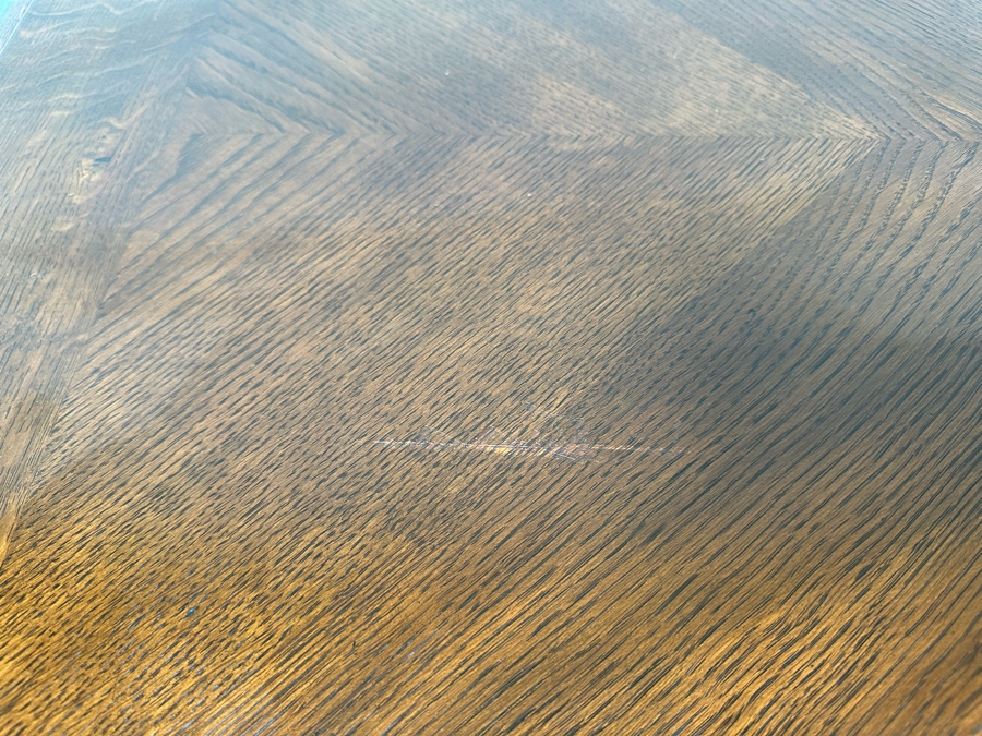 Stunning Antique Carved Tiger Oak Wooden Writing Desk 59W X 33D X 31H [Photo 11]