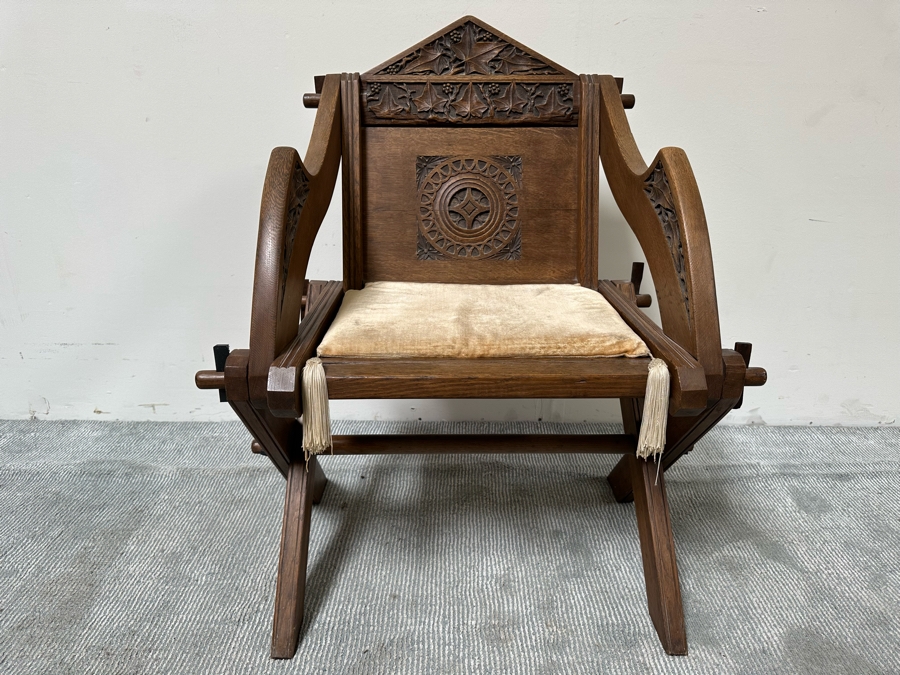 Antique Gothic Oak Glastonbury Chair 29W X 19D X 36H [Photo 2]