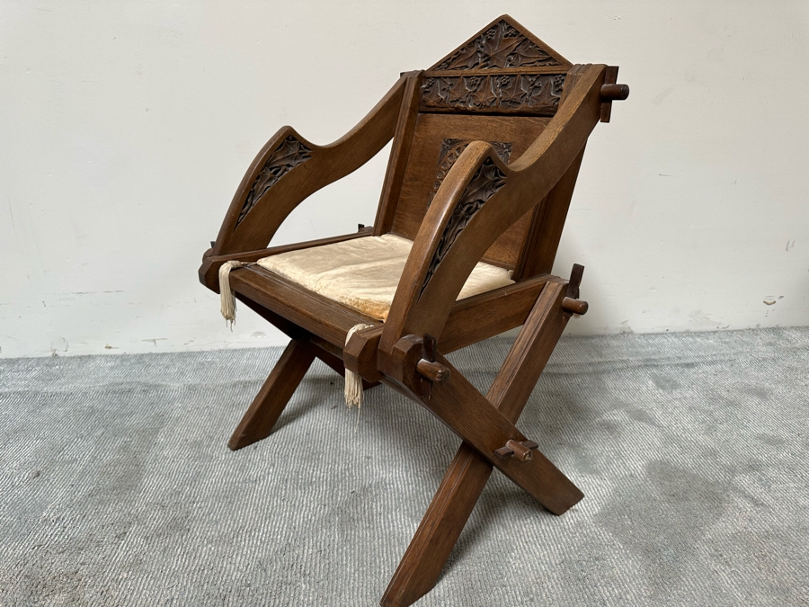 Antique Gothic Oak Glastonbury Chair 29W X 19D X 36H [Photo 9]