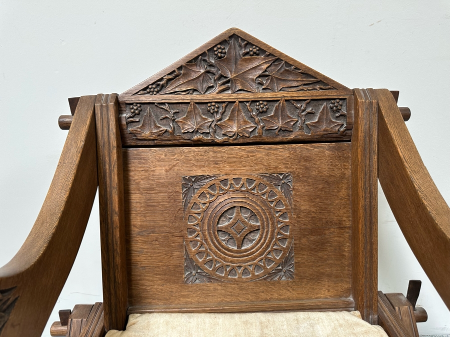 Antique Gothic Oak Glastonbury Chair 29W X 19D X 36H [Photo 4]