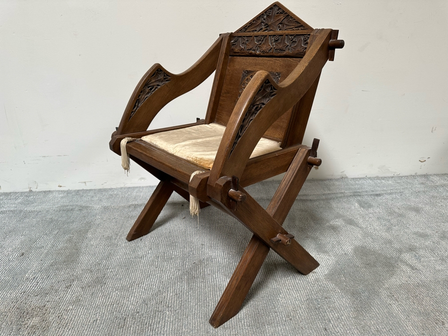 Antique Gothic Oak Glastonbury Chair 29W X 19D X 36H [Photo 10]