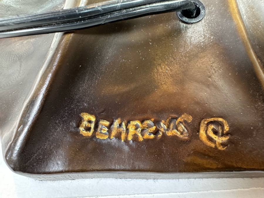 Peter Behrens Art Deco Stunning Flying Lady Bronze Table Lamp, Tiffany Style Signed Behrens [Photo 18]