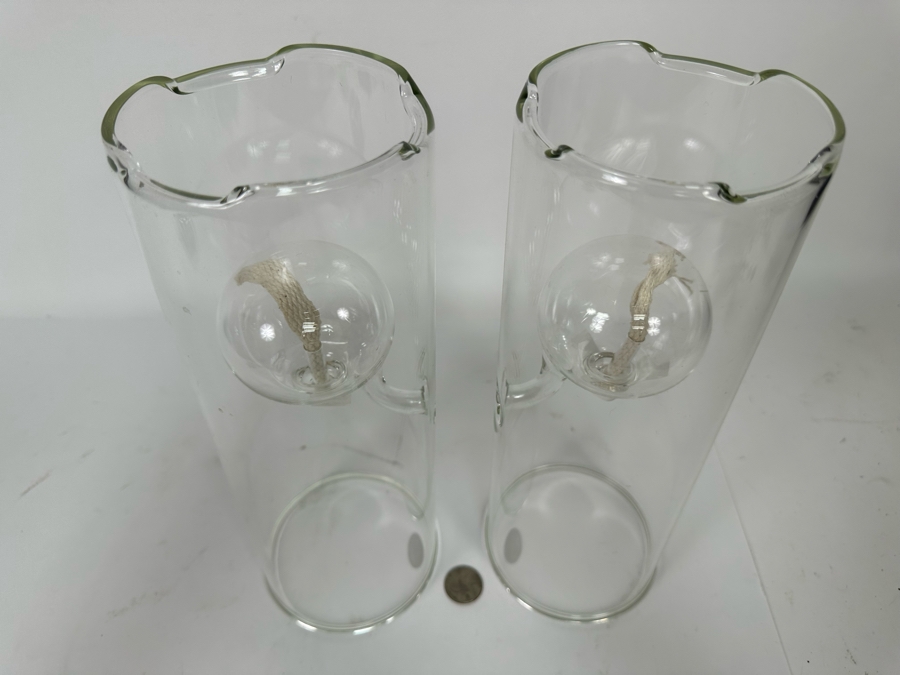 Pair Of Handblown Wolfard Glass Oil Lamps 12H [Photo 5]