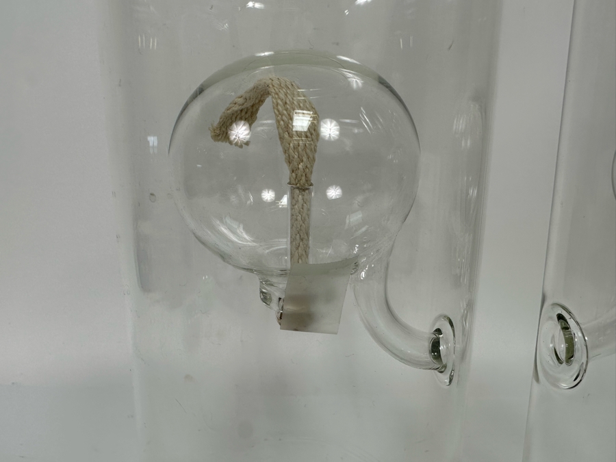 Pair Of Handblown Wolfard Glass Oil Lamps 12H [Photo 4]