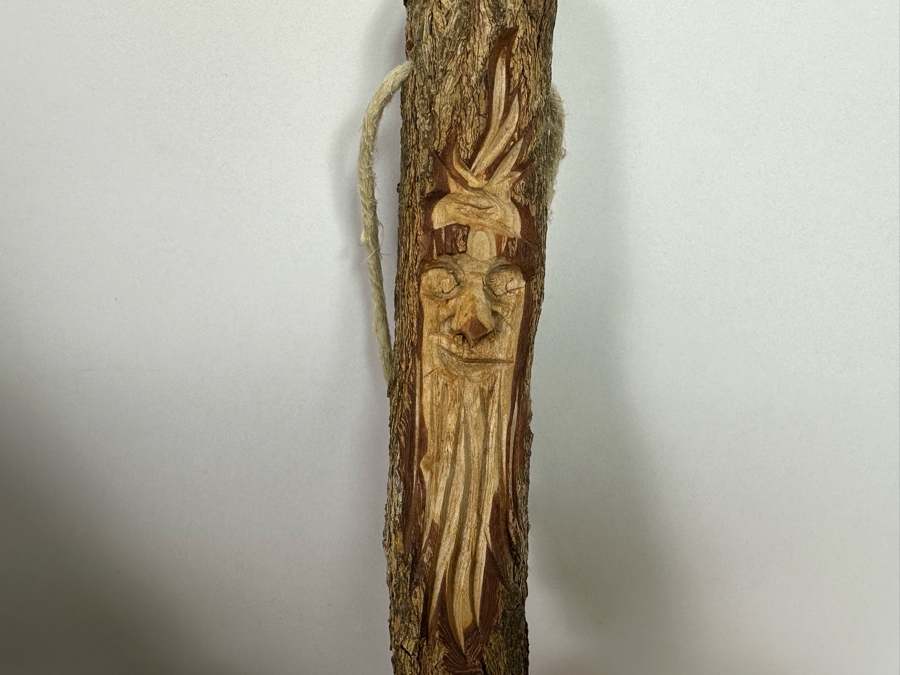 Vintage Carved Tree Limb Broom 36L And Dust Pan Plus Vintage Tree Limb Broom 31L [Photo 4]