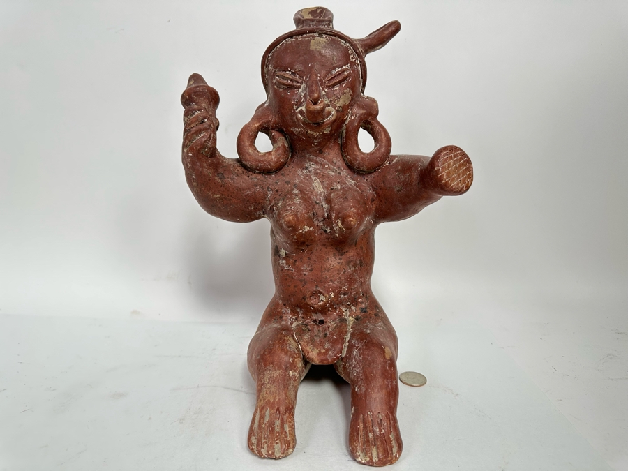 Old Mexican Pottery Figurine 9W X 13H [Photo 2]
