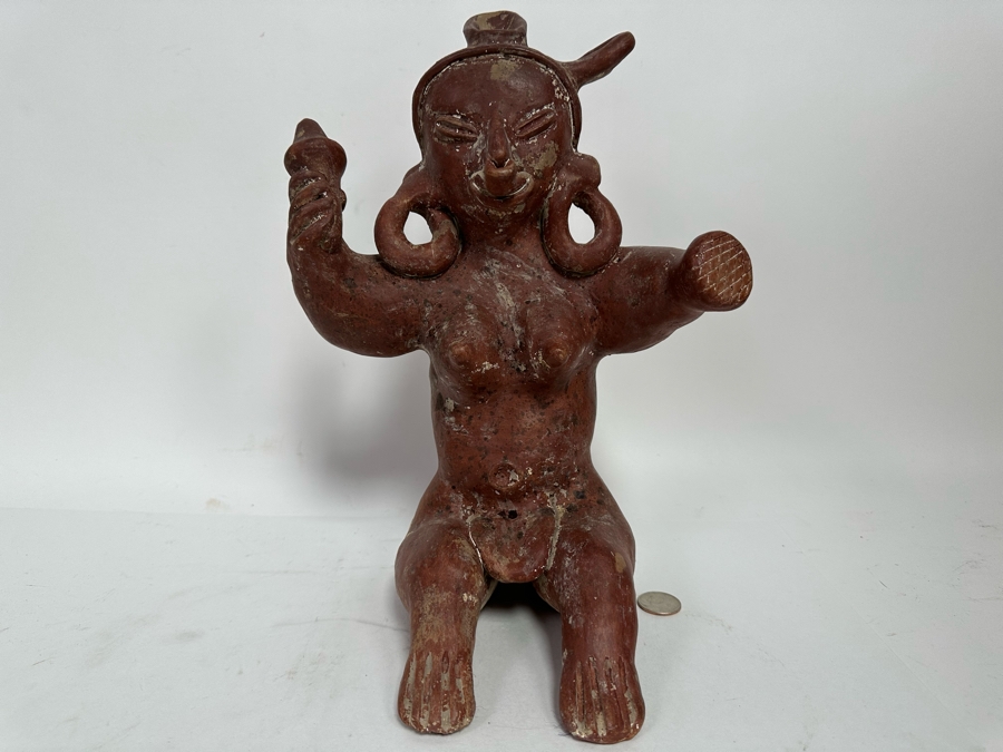 Old Mexican Pottery Figurine 9W X 13H [Photo 3]