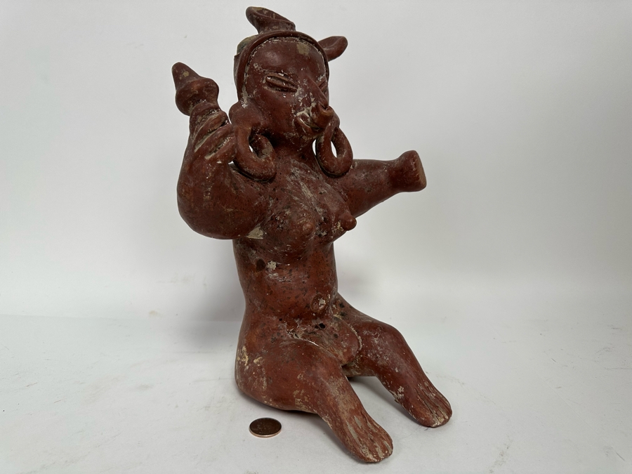 Old Mexican Pottery Figurine 9W X 13H [Photo 4]