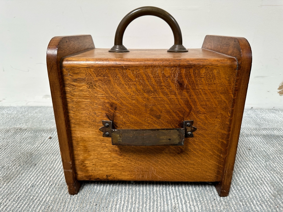 Antique Tiger Oak Coal Scuttle 13.5W X 19D X 16H [Photo 7]