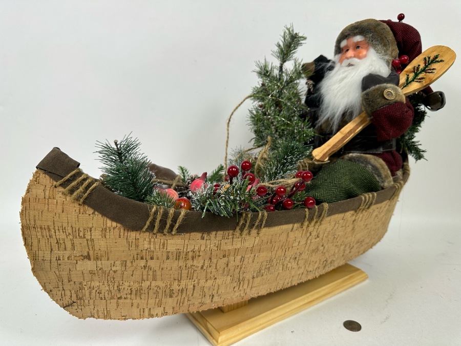Santa Claus Riding In Canoe Christmas Decoration [Photo 2]