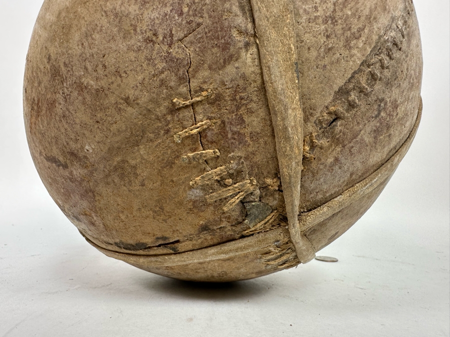 Old African Leather Gourd Canteen Water Milk Jug Container With Stopper 9W [Photo 12]