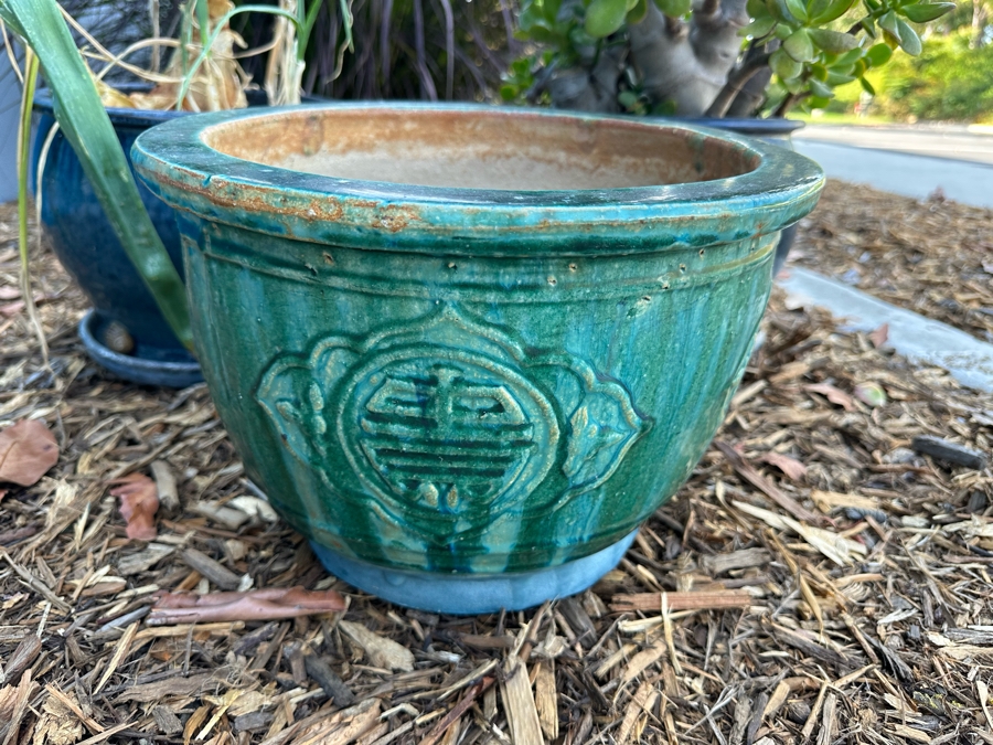 Two Potted Plants (Jade Plant) And Green Glazed Pot [Photo 4]