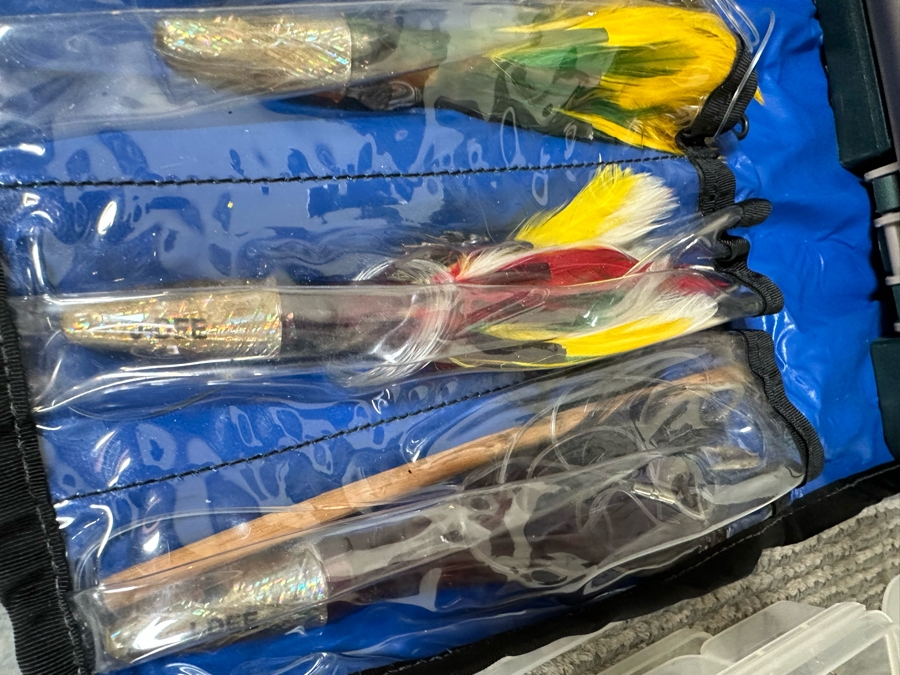 Large Collection Of Salt Water Fishing Tackle Including Big Game Fish Lures, Hooks, Swivels And Flambeau Tackle Box - See Photos [Photo 9]