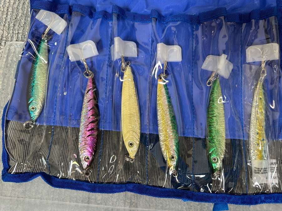 Large Collection Of Salt Water Fishing Tackle Including Big Game Fish Lures, Hooks, Swivels And Flambeau Tackle Box - See Photos [Photo 4]