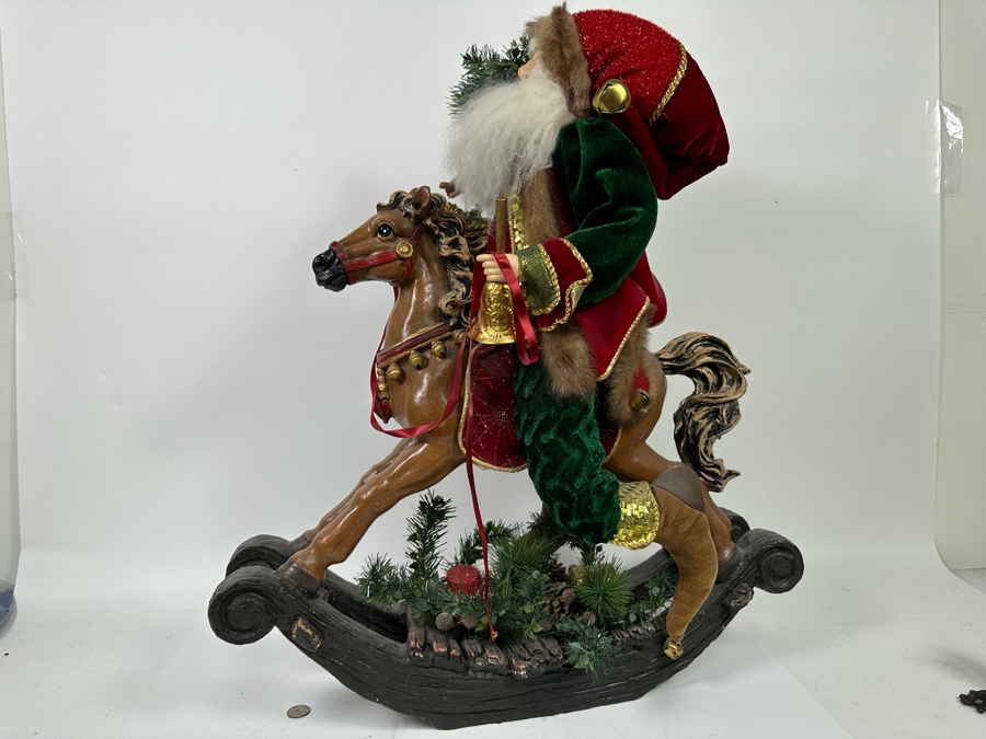 Large Santa Claus On Rocking Horse Christmas Decoration 24W X 28H [Photo 3]