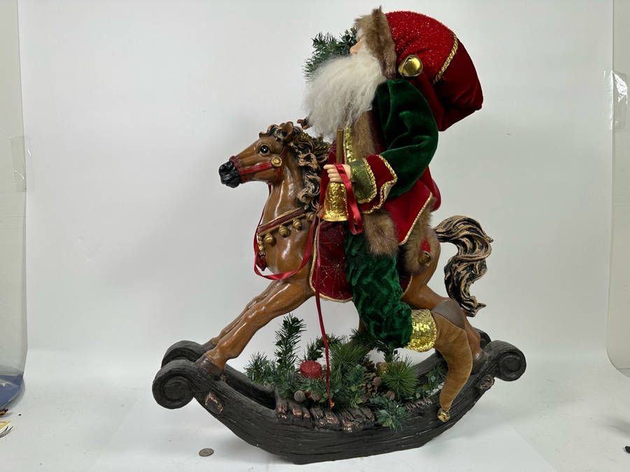 Large Santa Claus On Rocking Horse Christmas Decoration 24W X 28H [Photo 2]