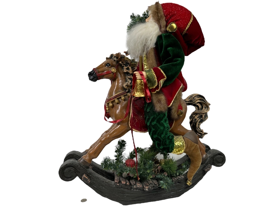 Large Santa Claus On Rocking Horse Christmas Decoration 24W X 28H [Photo 1]