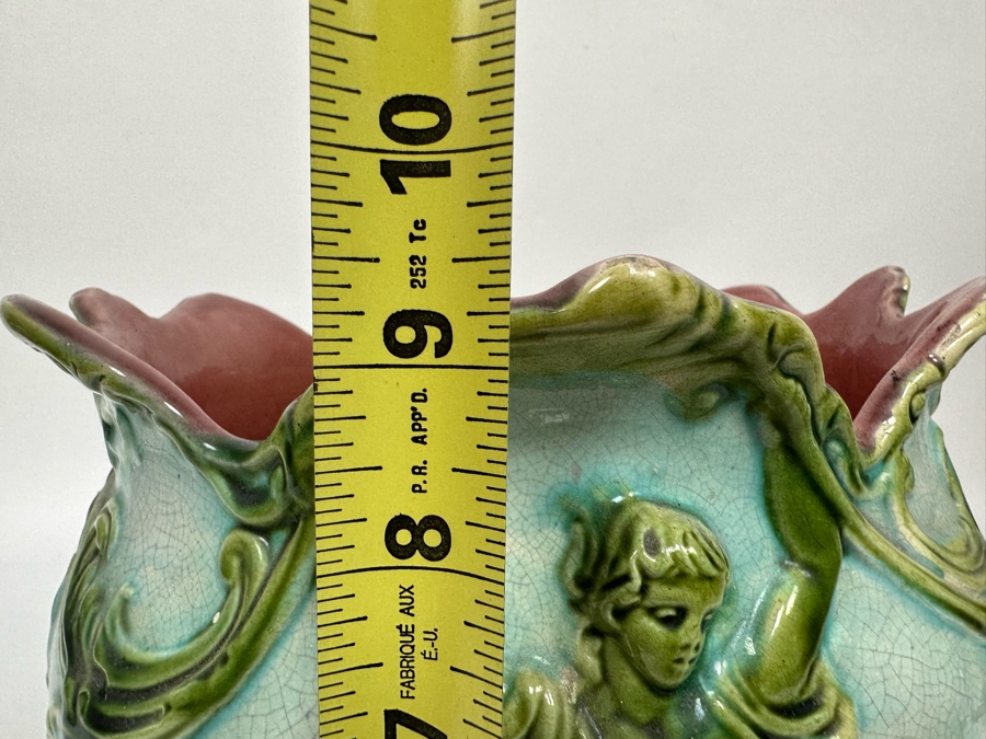 Vintage Jardiniere Glazed Majolica Pottery 10W X 9H [Photo 11]