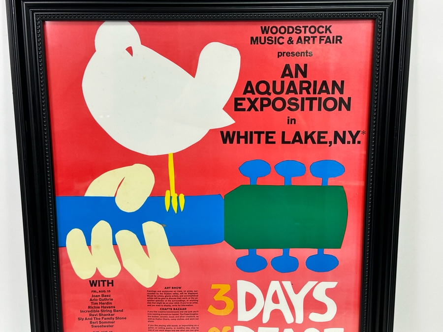 1969 Woodstock Rock Festival Promotional Poster 3 Days of Peace & Music By Arnold Skolnick 18 X 24 Framed 21.5 X 27.5 [Photo 4]