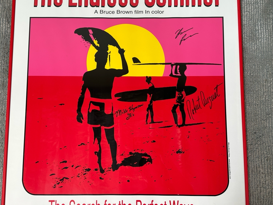 Autographed The Endless Summer Reprint Movie Poster Signed By Bruce Brown, Robert August And Mike Hynson 27 X 40 [Photo 3]