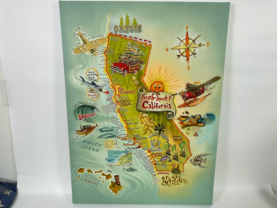 Surf Spots Of California Canvas Print 27 X 36 [Photo 2]