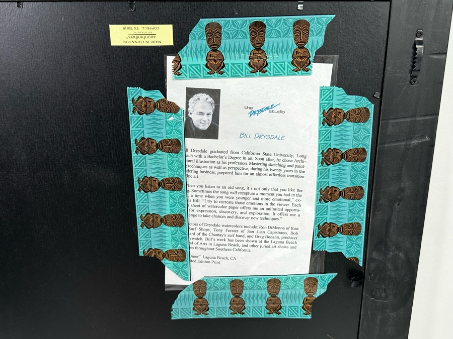 Bill Drysdale Signed Limited Edition Diner In Laguna Beach, CA With Woodie Print 14 X 11 Framed 24 X 20 [Photo 13]