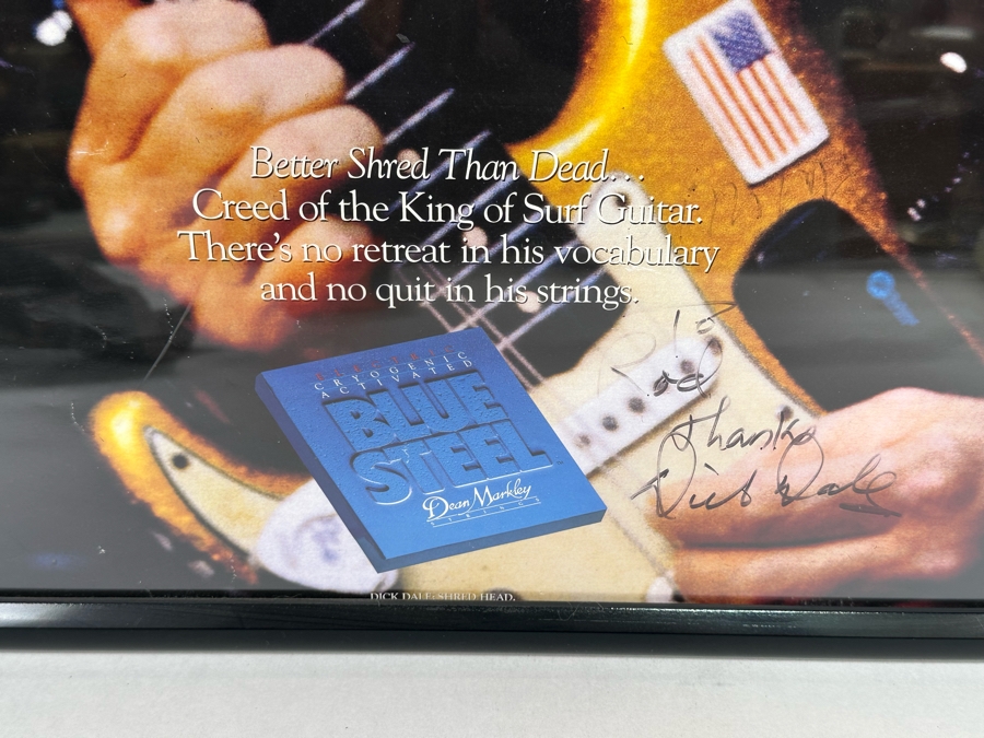 Autographed Dick Dale The Ripper Surf Guitar Advertising Poster For Dean Markley Blue Steel Guitar Strings Framed 19 X 25 [Photo 4]