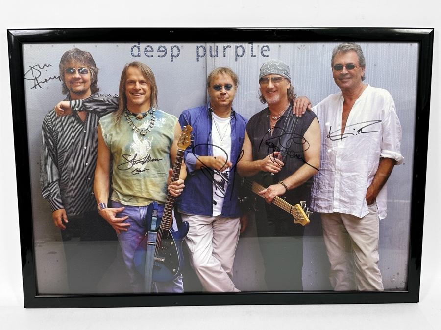 Autographed Deep Purple Rock Poster Framed 26 X 18