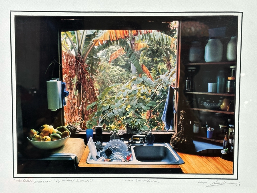 Michael Seewald Signed Photograph Window - Molokai Hawaii 1993 13.5 X 10 Framed 22 X 18