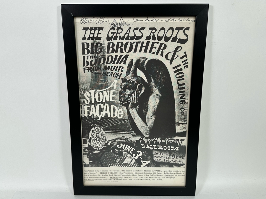 Autographed Original Big Brother Vintage 1966 Avalon Ballroom Family Dog Victor Moscoso A Stone Facade Concert Poster FD-11-2 15 X 22.5 [Photo 3]