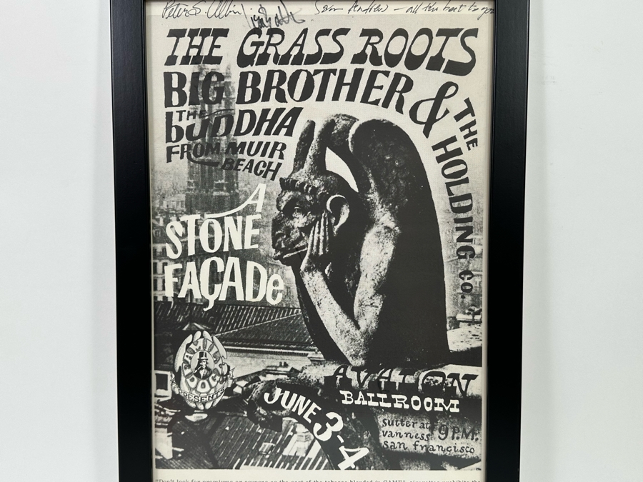 Autographed Original Big Brother Vintage 1966 Avalon Ballroom Family Dog Victor Moscoso A Stone Facade Concert Poster FD-11-2 15 X 22.5 [Photo 14]