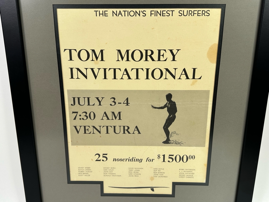 Original Tom Morey Invitational Noseriding Surf Contest The Nation's Finest Surfers Poster Handbill 11 X 14.5 Framed 18 X 21 [Photo 5]